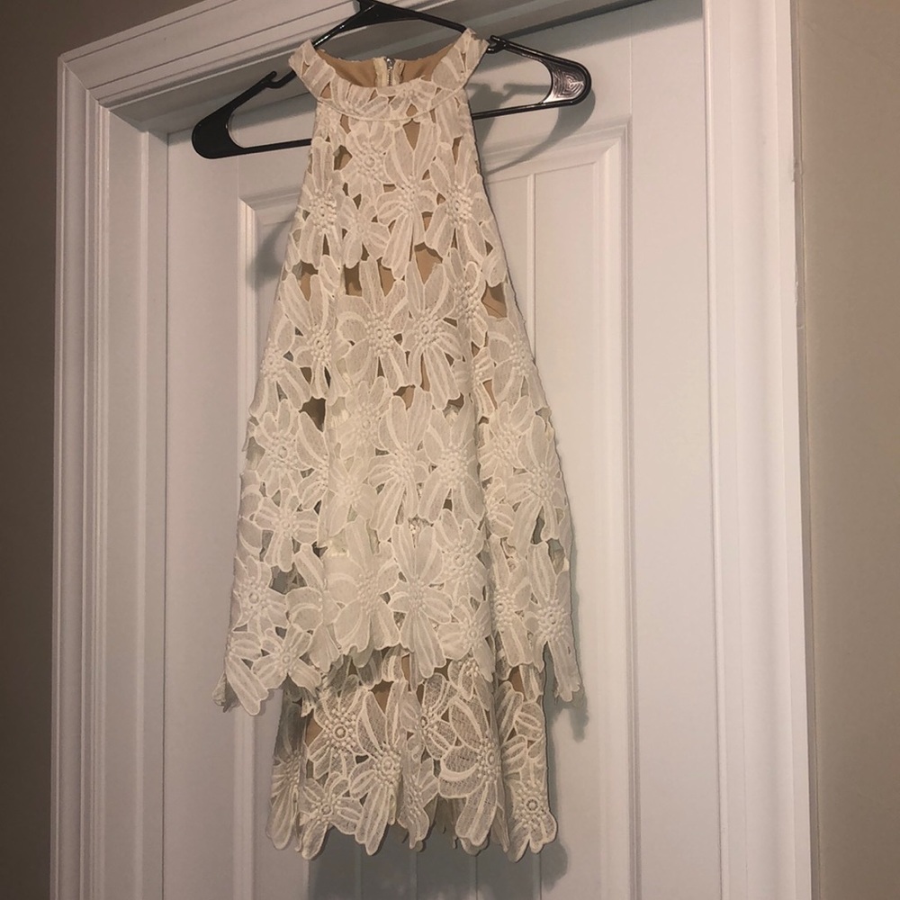 Judith March Ivory Floral Crochet Romper